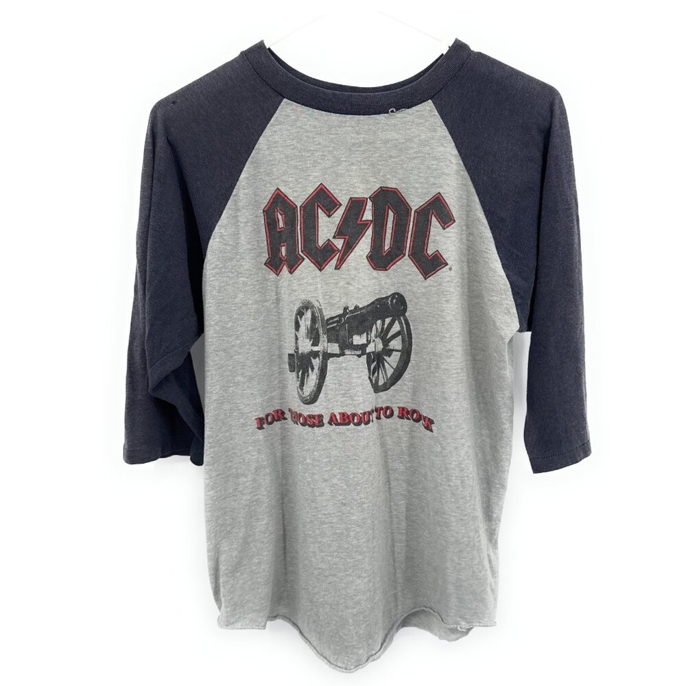 ACDC 1981 Vtg‎ We Salute You North American Tour Gray Tee Shirt Raglan Sleeve